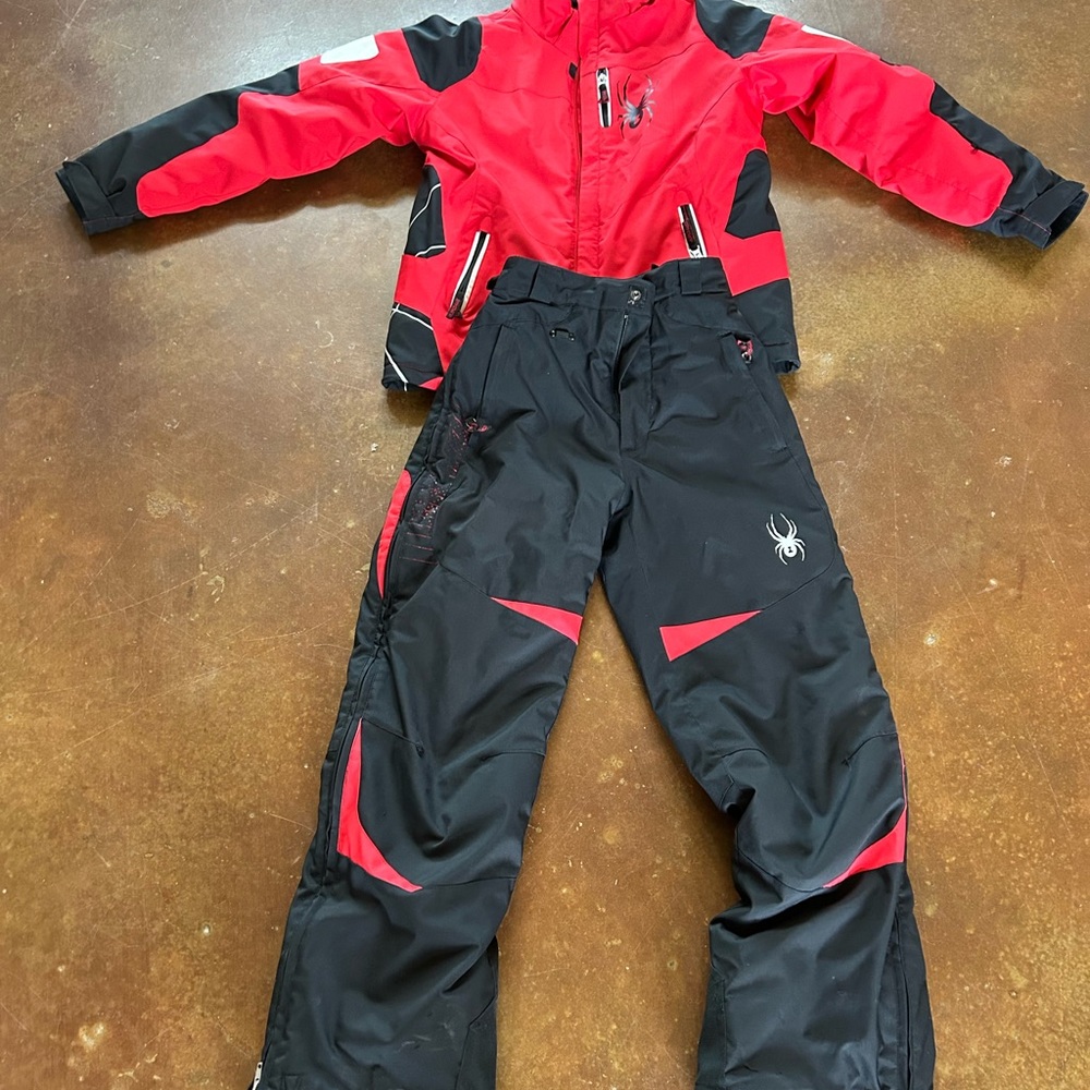 Red and Black Ski Jacket and Pants Set